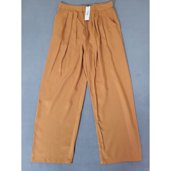 TEREA Womens Lexie Pleated Front Pants Pockets Wide Leg Adobe Trousers Large - Picture 5 of 8